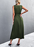 WMNS Sleeveless Cut Wrap Style Maxi Semi-Sheer Dress with Sash Tie